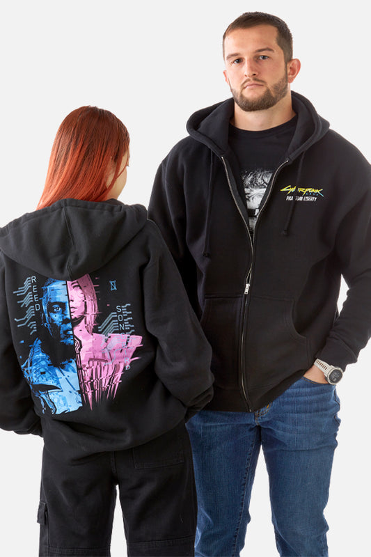 SUDADERA CON CAPUCHA CYBERPUNK 2077 PHANTOM LIBERTY REED Y SONGBIRD