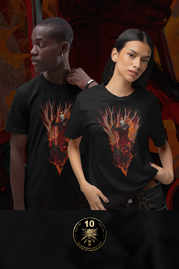 THE WITCHER 3: WILD HUNT 10TH ANNIVERSARY T-SHIRT GERALT VS THE WOLF